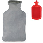 Bouillotte, avec housse moelleuse, 1, 5 litres, caoutchouc naturel sans odeur, eau chaude, gris / rouge ... Bouillotte, avec housse moelleuse, 1, 5 litres, caoutchouc naturel sans odeur, eau chaude, gris / rouge ...