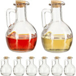 Bouteille huile et vinaigre lot de 8, avec bouchon de lige, rond pour huile & vinaigre, 180 ml, transparent ...