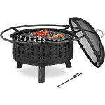Relaxdays bras�ro avec grille de barbecue et pare - �tincelles et tisonnier, pour le jardin, � 75 cm, ...