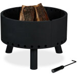 Relaxdays - brasero de jardin, bouclier thermique, tisonnier, protection des flammes, bac  feu, hxd ...