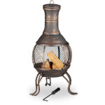 Relaxdays - brasero mexicain, tisonnier, gril en bois, pare - �tincelles, jardin, terrasse, chemin�e ...