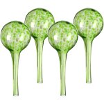 Relaxdays bulle d?arrosage pour vos plantes, en lot pratique de 4, en verre, h x d : 15 x 6 cm, verte ...
