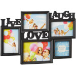 Cadre photos p�le - m�le 5 photos galerie mur cadre mural live love laugh 3d 31 x 45, 5 cm, noir - relaxdays ...