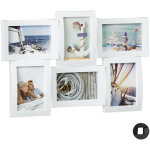 Cadre photos ple - mle 6 photos galerie mur cadre mural 3d  suspendre 33 x 47, 5 cm, blanc - relaxdays ...