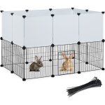 Cage ext�rieur lapin, en panneaux � assembler, hlp 72, 5 x 110 x 74 cm, pour petits animaux, noir / blanc ...