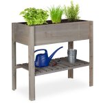 Relaxdays - carr potager bois, lgume, herbes, jardin, balcon, jardinire sur pied, hxlxp: 80 x 88 x ...
