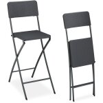 Relaxdays chaise de bar pliante, lot de 2, avec dossier , tabouret pliable bastian, 115 x 44 x 63 cm, ...