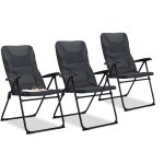 Relaxdays - chaise de camping rembourr�e, lot de 3, confortable, r�glable, p�che, pique - nique, hxlxp ...