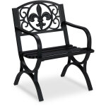 Relaxdays - chaise de jardin vintage, fauteuil avec accoudoirs, large, acier, design antique, hlp 85, ...