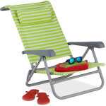 Relaxdays - chaise longue pliante, 8 niveaux rglables, transat de plage avec repose - tte, accoudoirs, ...