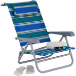 Relaxdays - chaise longue pliante, rglable, transat de plage avec repose - tte, accoudoirs, bleu / ...