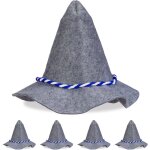 Chapeau bavarois, lot de 5, cordelette bleue et blanche, chapeau tyrolien, pour carnaval, ftes, feutre, ...