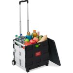 Relaxdays chariot de courses pliable, avec poign�e t�lescopique, couvercle et roulettes, jusqu'� 35 kg, ...