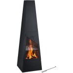 Chemine de jardin faisant aussi office de grill, chauffage de terrasse, acier, tisonnier inclus, noire ...