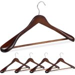 Relaxdays cintre costume paule large, bois en set 5 cintres chemises, crochet 360, traverse pantalon, ...