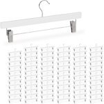 Cintres  pantalons bois, lot de 72, jupes pinces clips, crochet rotatif 360c, 35, 5 cm, blanc
