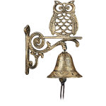 Cloche murale de porte fonte de fer, chouette, design antique, avec corde, rsistant aux intempries, ...