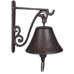 Clochette de porte en fonte antique carillon fort et clair cloche murale rsistante brune - relaxdays ...