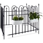 Clture de jardin en mtal lot de 4 en fer forg jardin terrasse bordure poteau 4, 8 m 90 x 120 cm anthracite ...