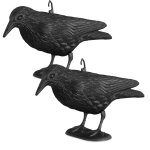 Relaxdays - corbeau de jardin anti - pigeon, lot de 2, dcoration pouvantail oiseaux pigeon alarmistes ...