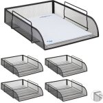 Corbeille  courrier, lot de 5, maille, bac  documents empilable, en mtal, trieur de bureau, a4, 26 ...