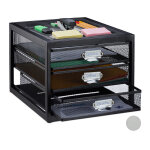 Corbeille  courrier porte - documents organiseur porte - revues 3 tiroirs compartiments format a4, noir ...