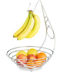Relaxdays corbeille  fruits avec porte bananes en mtal chrom porte grappe de raisin sur pieds hxlxp: ...