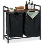Relaxdays corbeille � linge, hxlxp: 72x73x33 cm, range - v�tements, 2 pani�res amovibles, style industriel, ...