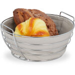 Relaxdays corbeille � pain m�tal, avec insert en tissu amovible, rond, joli panier pour viennoiseries, ...