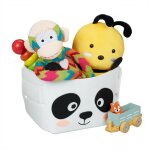 Relaxdays corbeille de rangement, feutre, motif panda, caisse, enfant, hxlxp : 24x27x18 cm, coffre jouets, ...