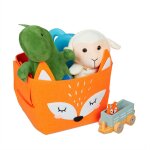 Corbeille de rangement, feutre, motif renard, caisse tissu enfant, hxlxp : 24x27x18 cm, coffre jouets, ...