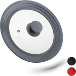 Relaxdays couvercle flexible, verre, universel, rebord silicone, trou de vapeur, casseroles, po�les, ...