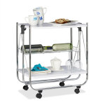 Desserte  roulettes pliante chariot de cuisine 2 tages mtal corbeille hxlxp: 68, 5 x 68 x 40, 5 cm, ...