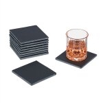 Relaxdays - dessous de verre en ardoise, lot de 10, supports carrs, h x l : 10 x 10 cm, pour boissons, ...