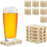 Relaxdays - dessous de verre bois, lot de 48, mini palettes pour tasses, verres, bois, sous bock, 2x12x8 ...