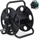 D�vidoir � tuyau d'arrosage (30 m), raccord 1 / 2', acier et plastique, avec poign�e et manivelle, noir ...