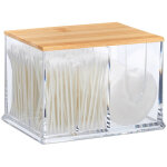 Relaxdays distributeur coton - tiges, acrylique, bambou, grande bo�te, rangement, salle de bain, transparent ...