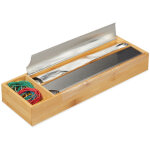 Distributeur film alimentaire, tiroir, papier alu et fra�cheur, bambou et inox, hlp: 5, 5x39, 5x13cm, ...