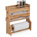 Distributeur mural, papier alu, film alimentaire, essuietout, �pices, bambou, hxlxp: 40x40x11, 5 cm, ...