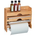 Distributeur mural, papier aluminium, film alimentaire, essuie - tout, bambou, hxlxp : 31x39, 5x11 cm, ...