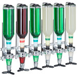 Relaxdays doseur bouteille, mural, dosage 3 cl pour 6 bouteilles, accessoire bar, h x l x p : 53 x 36 ...