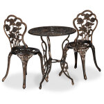 Salon de jardin, pour 2 personnes, design romantique, fonte d'aluminium, pour le balcon, noir et bronze ...