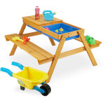 Relaxdays - ensemble chaise table enfants en bois, 2 en 1 pour jeux et cuisine de boue, manger dans le ...
