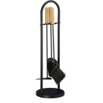 Relaxdays ensemble serviteur de chemine 4 pices accessoire pelle balai support grattoir, noir