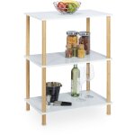 Tagre 3 niveaux en mdf & bambou, hlp : 79 x 60 x 40 cm, meuble sur pieds, blanc / nature - relaxdays ...
