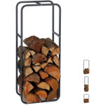 Etag�re de chemin�e �tag�re � b�ches bois acier bois porte - b�ches range buche 100 x 40 cm, anthracite ...