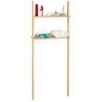 Relaxdays etagre de machine  laver bambou, 2 rangements, meuble de salle de bain, 175 x 66 x 30 cm, ...