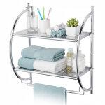 Relaxdays �tag�re murale salle de bains, 2 �tag�res, 2 porte - serviettes, hxlxp 54, 5 x 44, 5 x 25, ...