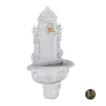 Relaxdays - fontaine mural x l style antique, robinet, evier jardin, fonte aluminium, hlp 75 x 44, 5cm ...