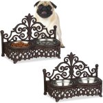Relaxdays - gamelles chiens, lot de 2, style antique, double écuelle, antiquités, fonte fer forgé, 4 ... Relaxdays - gamelles chiens, lot de 2, style antique, double écuelle, antiquités, fonte fer forgé, 4 ...